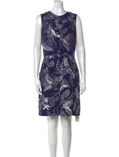 Pre-owned Heidi Merrick Linen Knee-length Dress In Blue