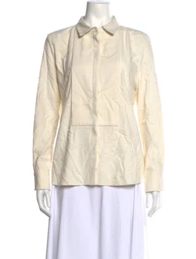 Pre-owned Heidi Merrick Linen Long Sleeve Top In Neutrals