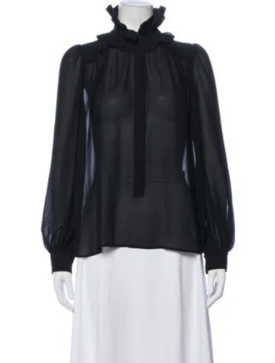 Pre-owned Heidi Merrick Long Sleeve Blouse In Black