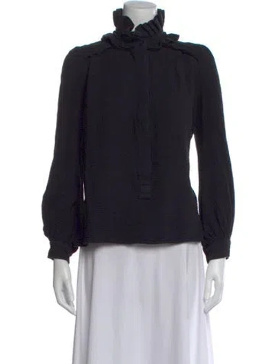 Pre-owned Heidi Merrick Long Sleeve Blouse In Black