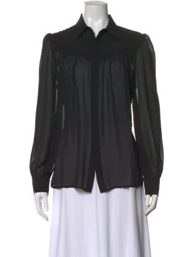 Pre-owned Heidi Merrick Long Sleeve Blouse In Black