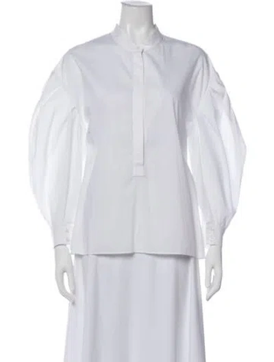 Pre-owned Heidi Merrick Long Sleeve Blouse In White