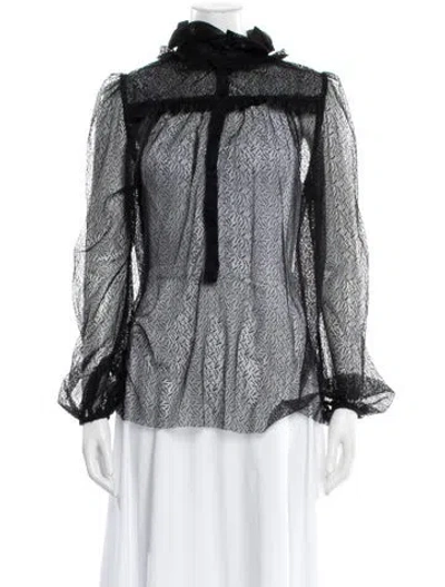 Pre-owned Heidi Merrick Mesh Lace Pattern Blouse In Multi