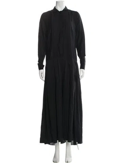 Pre-owned Heidi Merrick Mock Neck Long Dress In Black