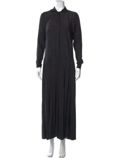 Pre-owned Heidi Merrick Mock Neck Long Dress In Black