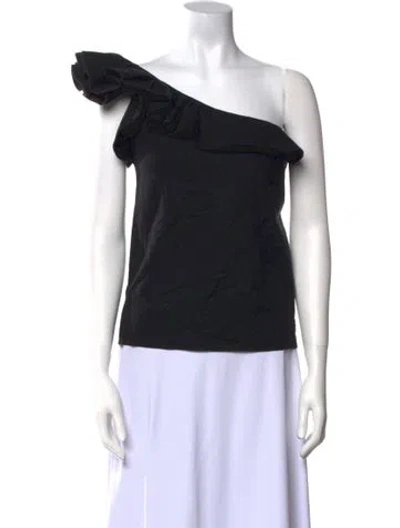 Pre-owned Heidi Merrick One-shoulder Sleeveless Top In Black