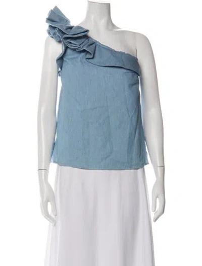 Pre-owned Heidi Merrick One-shoulder Sleeveless Top In Blue