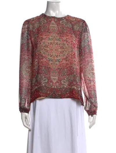 Pre-owned Heidi Merrick Patterned Crew Neck Blouse In Multicolor