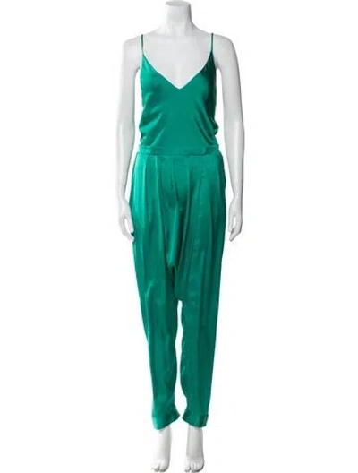 Pre-owned Heidi Merrick Plunge Neckline Jumpsuit In Green