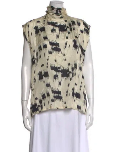 Pre-owned Heidi Merrick Printed Cowl Neck Blouse In Neutral