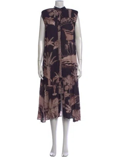 Pre-owned Heidi Merrick Printed Long Dress In Black