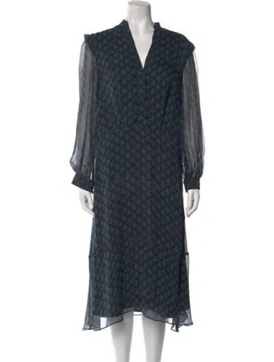 Pre-owned Heidi Merrick Printed Long Dress In Blue