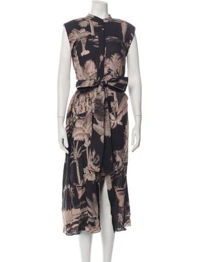 Pre-owned Heidi Merrick Printed Midi Length Dress In Black