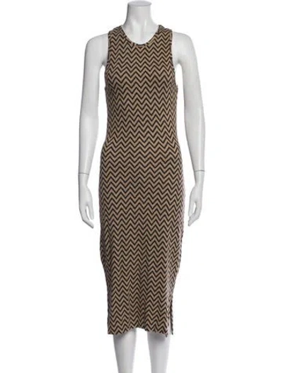 Pre-owned Heidi Merrick Printed Midi Length Dress In Neutral
