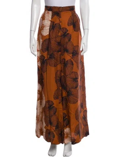 Pre-owned Heidi Merrick Printed Wide Leg Pants In Brown