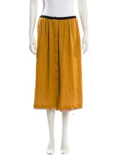 Pre-owned Heidi Merrick Ruffle Embellishment Midi Length Skirt In Yellow