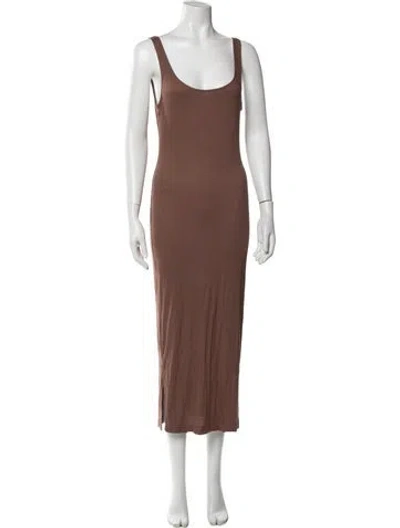 Pre-owned Heidi Merrick Scoop Neck Long Dress In Brown