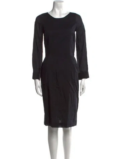 Pre-owned Heidi Merrick Scoop Neck Midi Length Dress In Black
