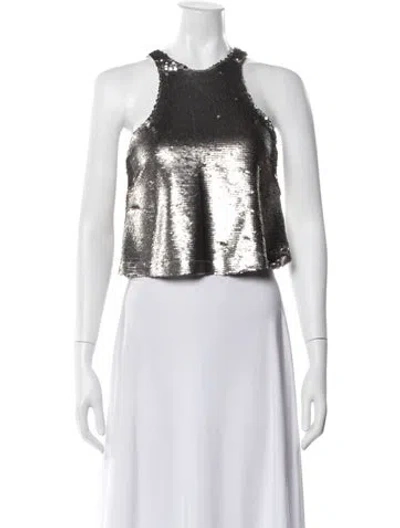 Pre-owned Heidi Merrick Sequin Halterneck Top In White