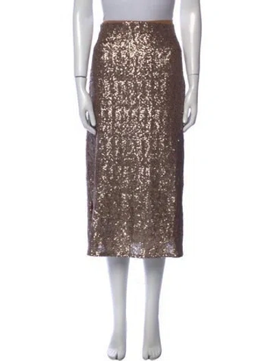 Pre-owned Heidi Merrick Sequin Midi Length Skirt In Neutral