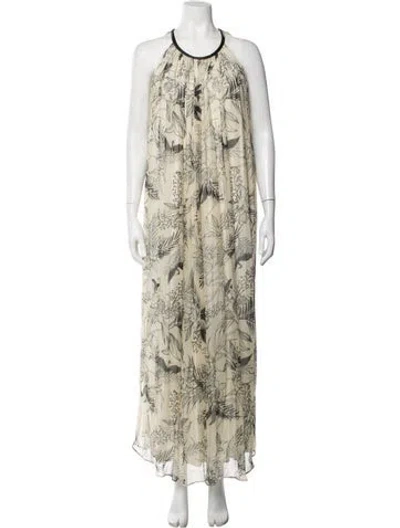 Pre-owned Heidi Merrick Silk Long Dress In Neutrals