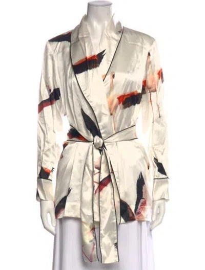 Pre-owned Heidi Merrick Silk Printed Top In White