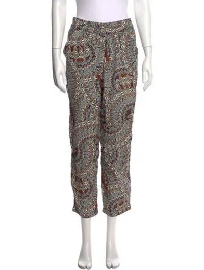 Pre-owned Heidi Merrick Silk Straight Leg Pants In Multicolor