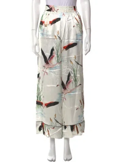Pre-owned Heidi Merrick Silk Wide Leg Pants In White