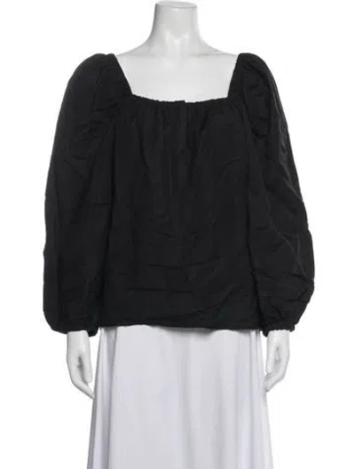 Pre-owned Heidi Merrick Square Neckline Long Sleeve Top In Blue