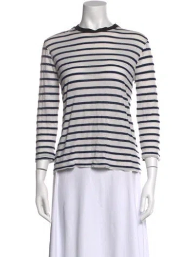 Pre-owned Heidi Merrick Striped Crew Neck Top In White
