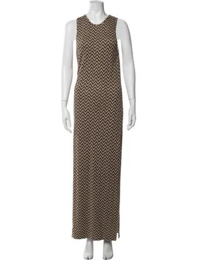 Pre-owned Heidi Merrick Striped Long Dress In Brown