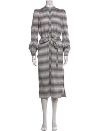 Pre-owned Heidi Merrick Striped Midi Length Dress In Neutral