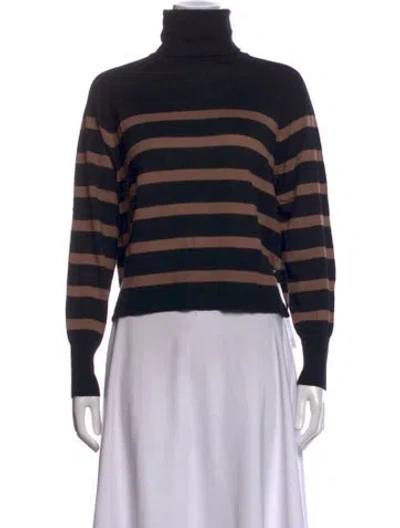 Pre-owned Heidi Merrick Striped Turtleneck Sweater W/ Tags In Black
