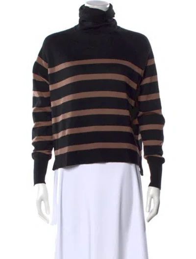 Pre-owned Heidi Merrick Striped Turtleneck Sweatshirt In Black