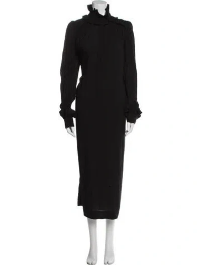 Pre-owned Heidi Merrick Turtleneck Long Dress In Black