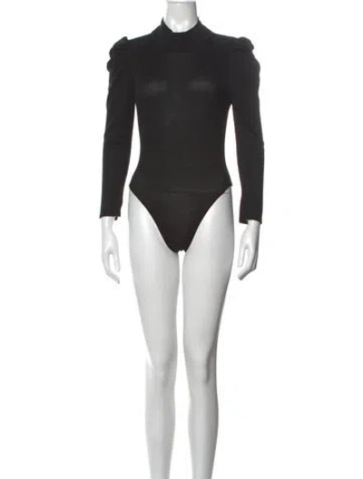 Pre-owned Heidi Merrick Turtleneck Long Sleeve Bodysuit In Black