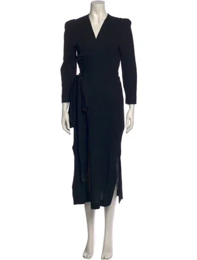 Pre-owned Heidi Merrick V-neck Long Dress In Black