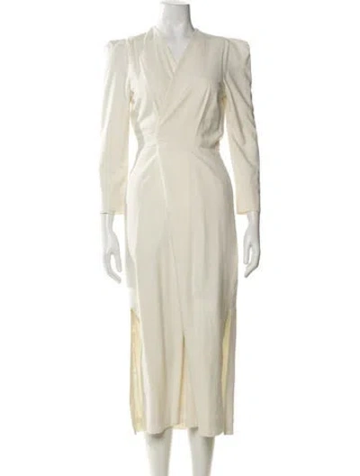 Pre-owned Heidi Merrick V-neck Long Dress In Neutral