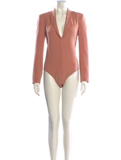 Pre-owned Heidi Merrick V-neck Long Sleeve Bodysuit In Pink
