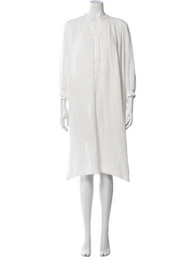 Pre-owned Heidi Merrick V-neck Midi Length Dress In White