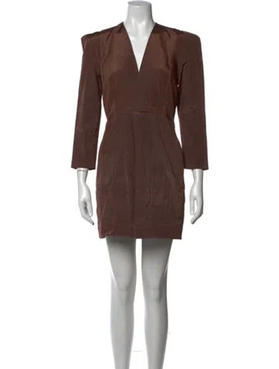 Pre-owned Heidi Merrick V-neck Mini Dress In Brown