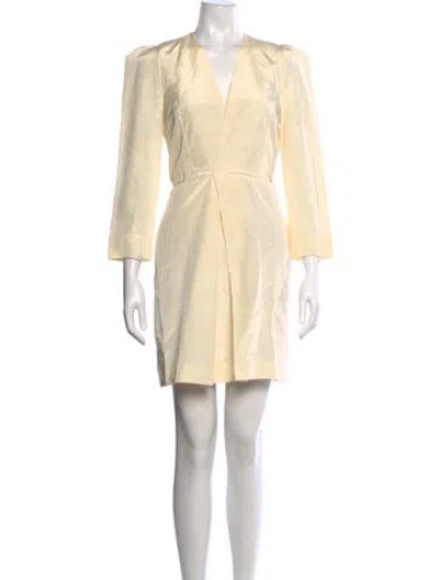 Pre-owned Heidi Merrick V-neck Mini Dress In Yellow