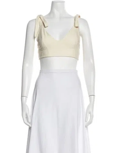 Pre-owned Heidi Merrick V-neck Sleeveless Crop Top In White