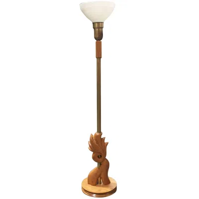 Pre-owned Heifetz Style Hand-carved Torchiere Floor Lamp In Brown