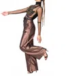 Heike-ny The Embroidered Faiga Top In Sheer Black/grey/brown In Brown