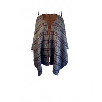 Heike-ny Women's Madeline Cape In Plaid In Blue