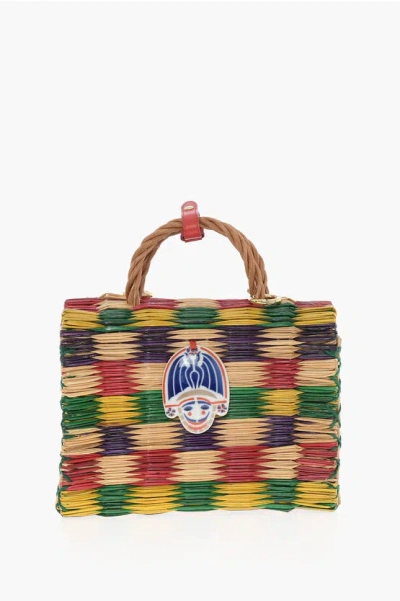 Heimat Atlantica Checkered Basket Bag With Porcelain Cigarron Charm In Multi