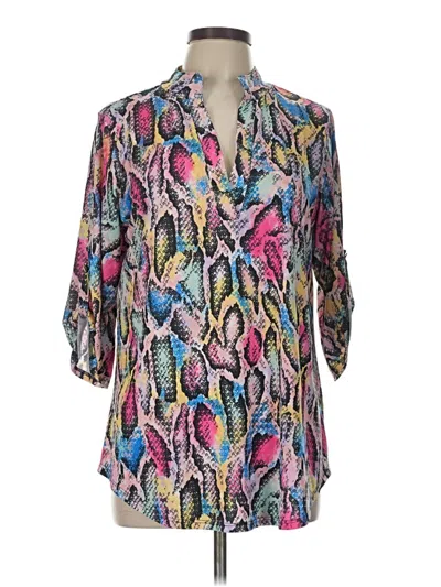 Pre-owned Heimish Usa 3/4 Sleeve Blouse In Blue