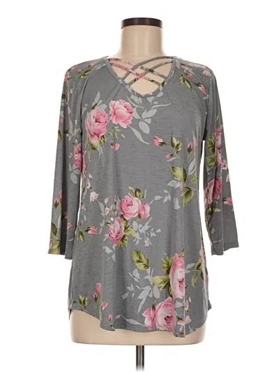 Pre-owned Heimish Usa 3/4 Sleeve Blouse In Gray