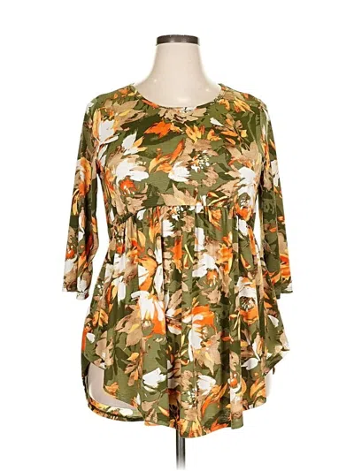 Pre-owned Heimish Usa 3/4 Sleeve Blouse In Green